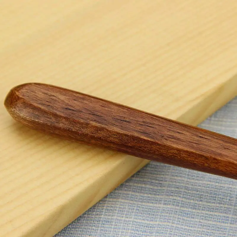 

Long Spoons Wooden, 5 Pieces Korean Style 10.9 inches 100% Natural Wood Long Handle Round Spoons for Soup Cooking Mixing Stirrer