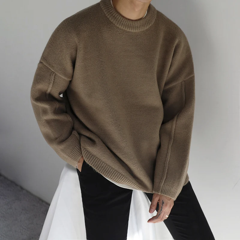 Boys sweaters autumn and winter loose and versatile Korean style lazy knit sweater Japanese pullover round neck jacket