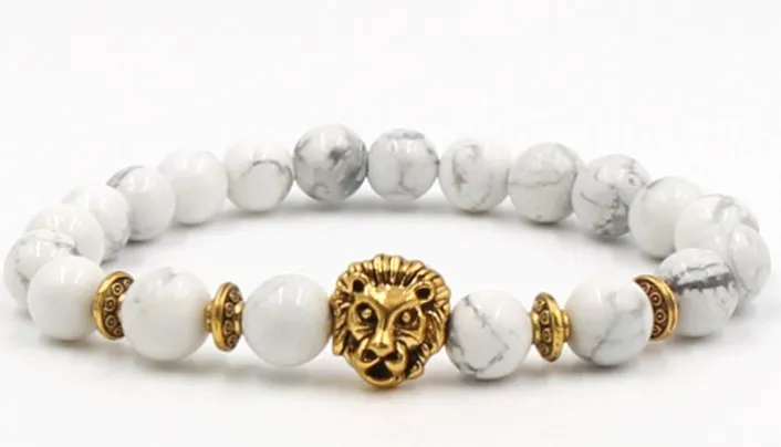 8 мм th3 Леопард Рейки чакра браслет Белый Howlite Будда йога камень бисера эфирные