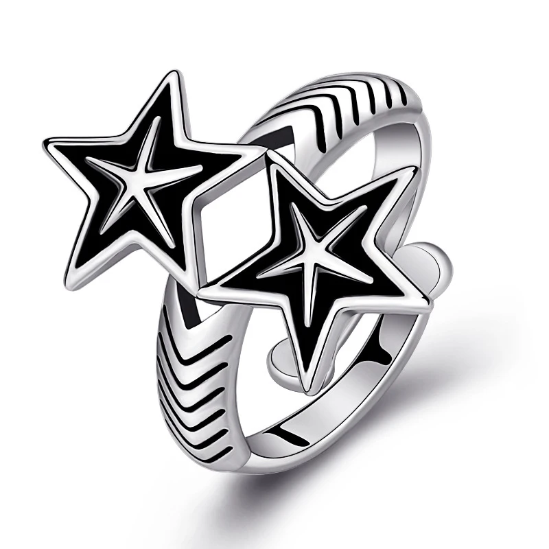 

Korean Trend Double Five Pointed Star Ring Exquisite Women's Wedding Party Adjustable Ring Fashion Lady Jewelry Accessories