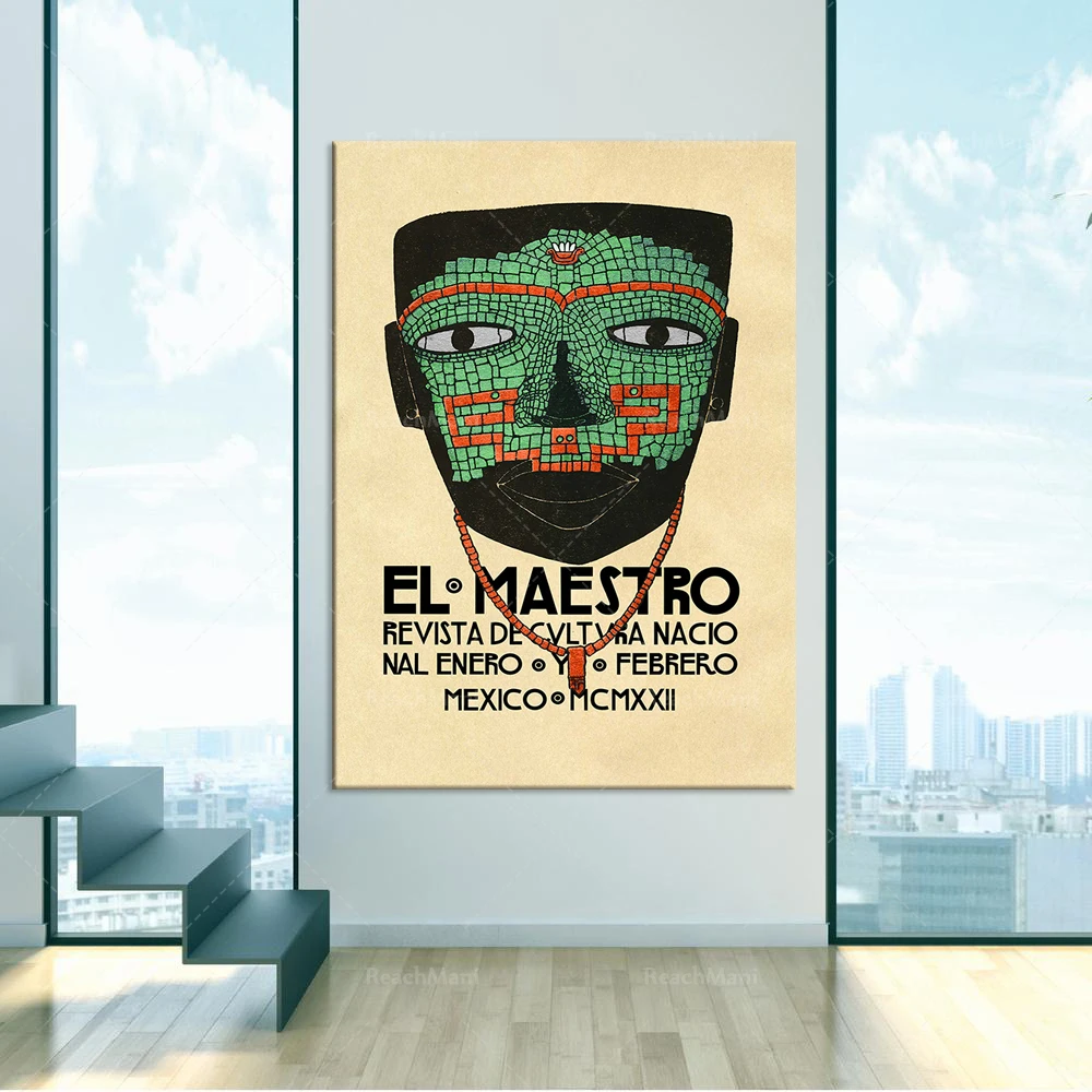 Mexican Art Exhibition Poster 1923 El Maestro Jade Mask Print