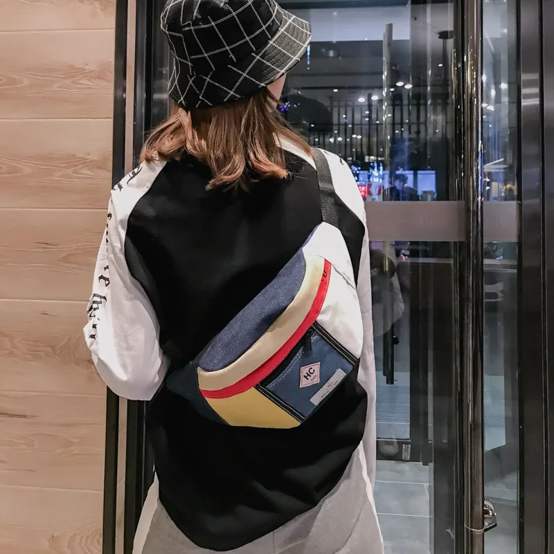 Модная холщовая поясная сумка в Корейском стиле для мужчин и женщин забавные