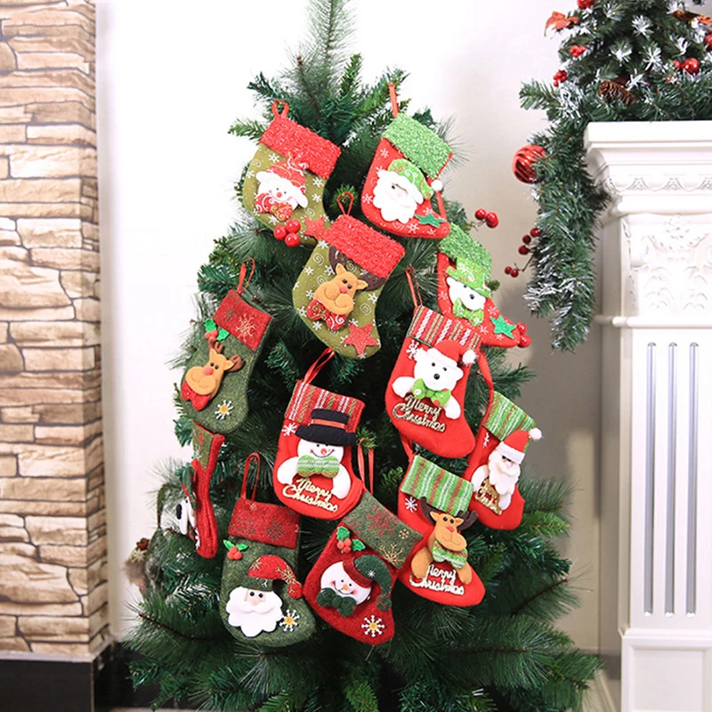 

2pcs 16 Styles 10*16cm Merry Christmas Party Xmas Tree Hanging Tree Decor New Year Cartoon Stocking Sock Kids Gift Candy Bags