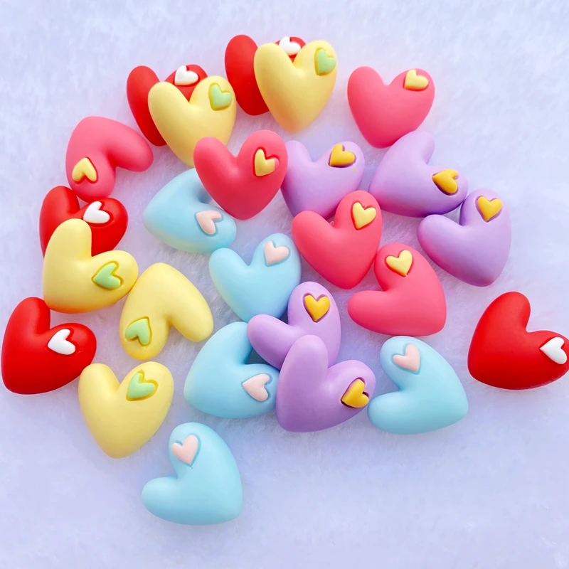 

10 шт., новинка, с узором Симпатичные Смешанные в форме сердца с плоской задней частью Смола Кабошоны для скрапбукинга, сделай сам, ювелирное ...