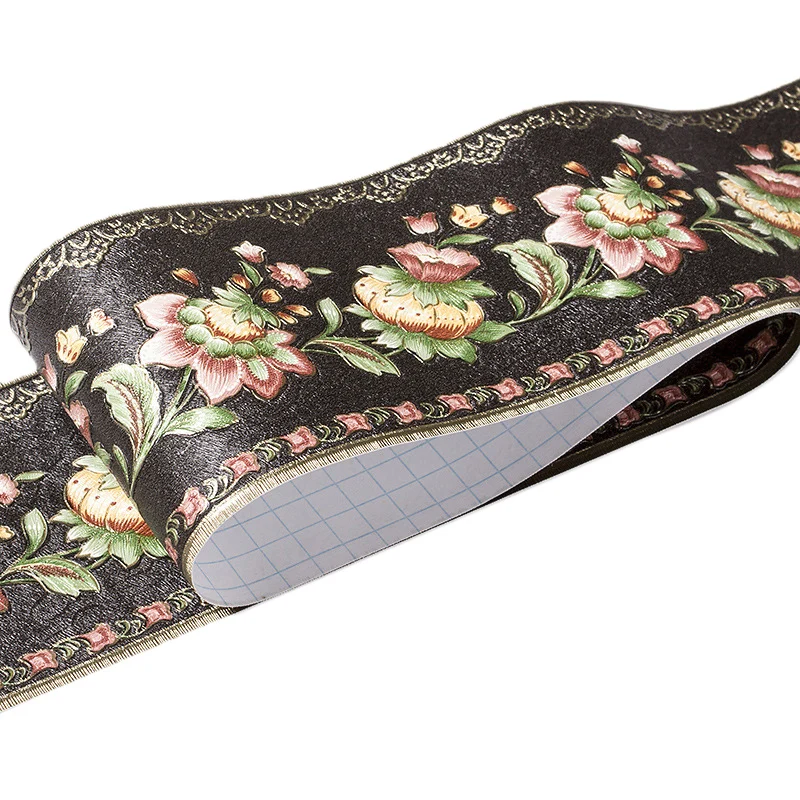 BESTPVC самоклеющиеся обои границы Талия 3D Цветочный узор плинтус Гостиная Ванная