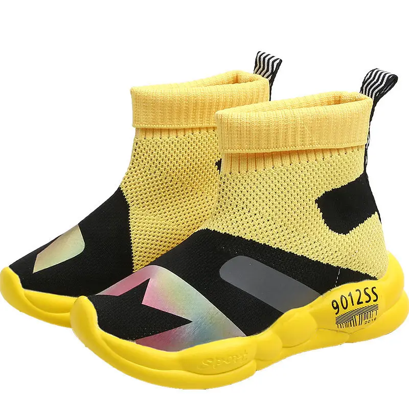 

Детские осенние кроссовки, сетчатая теннисная спортивная обувь для мальчиков и девочек, легкая Повседневная дышащая эластичная трикотажна...