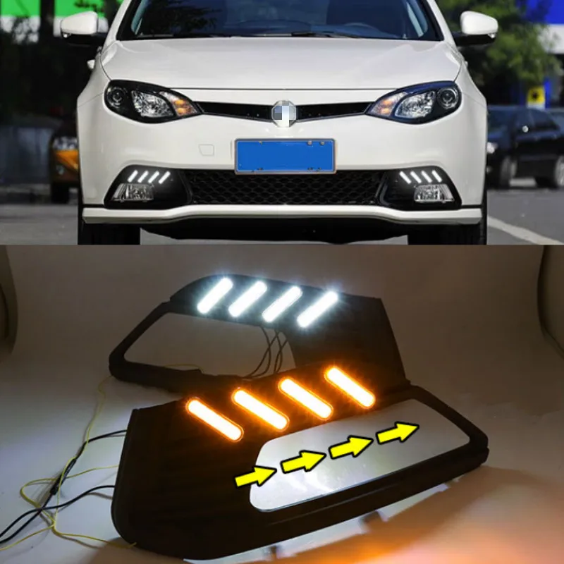 2 шт. для MG MG6 2010-2014 белый и желтый указатель поворота Функция 12V автомобильные DRL