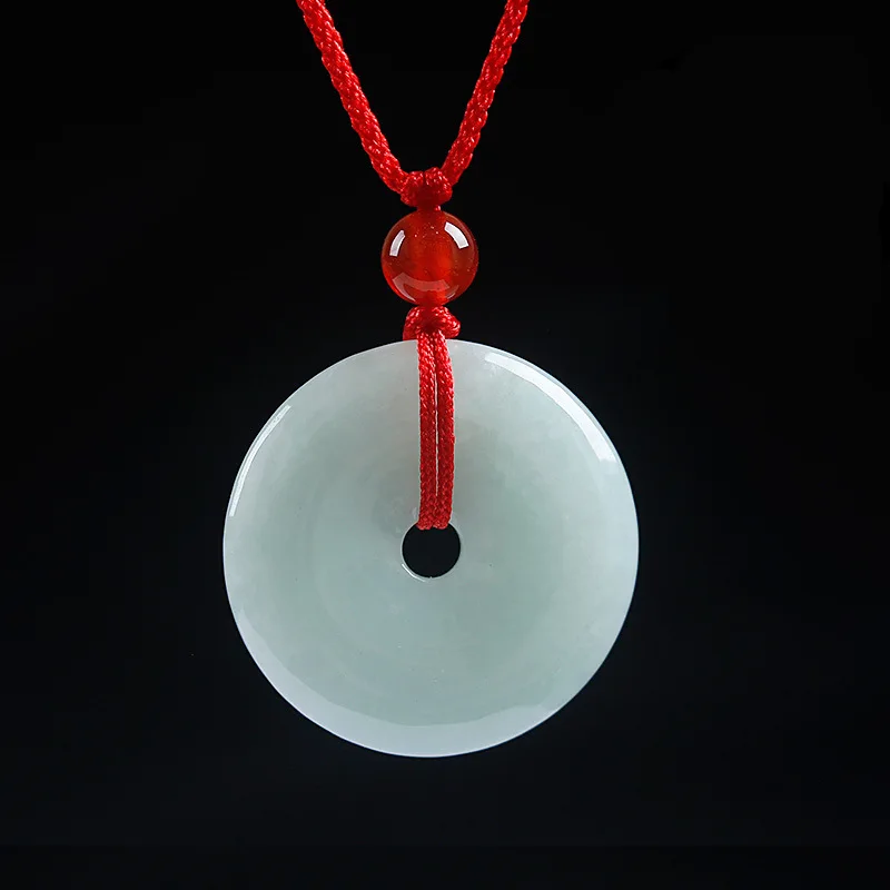 

Natural Myanmar jadeite handcarved safety button pendant simple retro pendant temperament jewellery fashion for women men