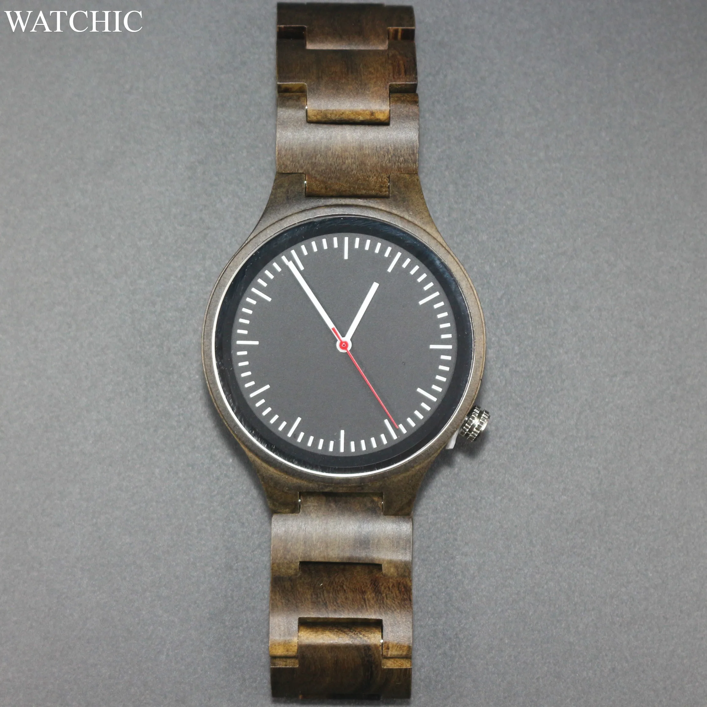 Минималистичные деревянные мужские наручные часы японские кварцевые высокого