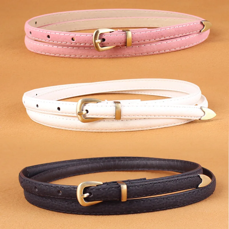 Ремень из натуральной кожи с металлической пряжкой для женщин элегантный