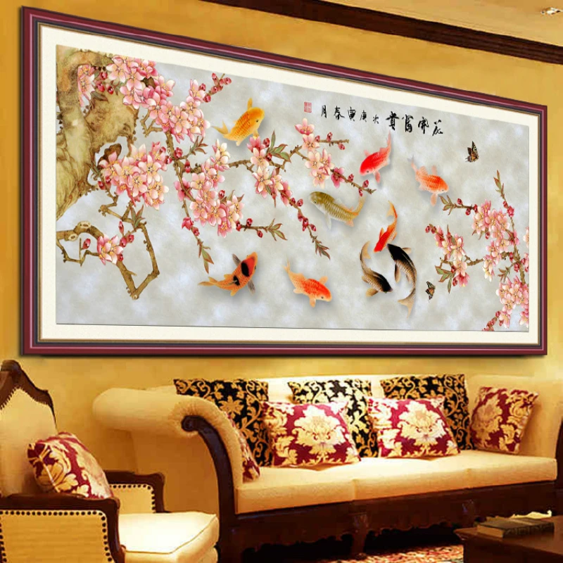 Алмазная вышивка мозаика крестиком полностью круглая дрель 9 Карпов богатый цвет