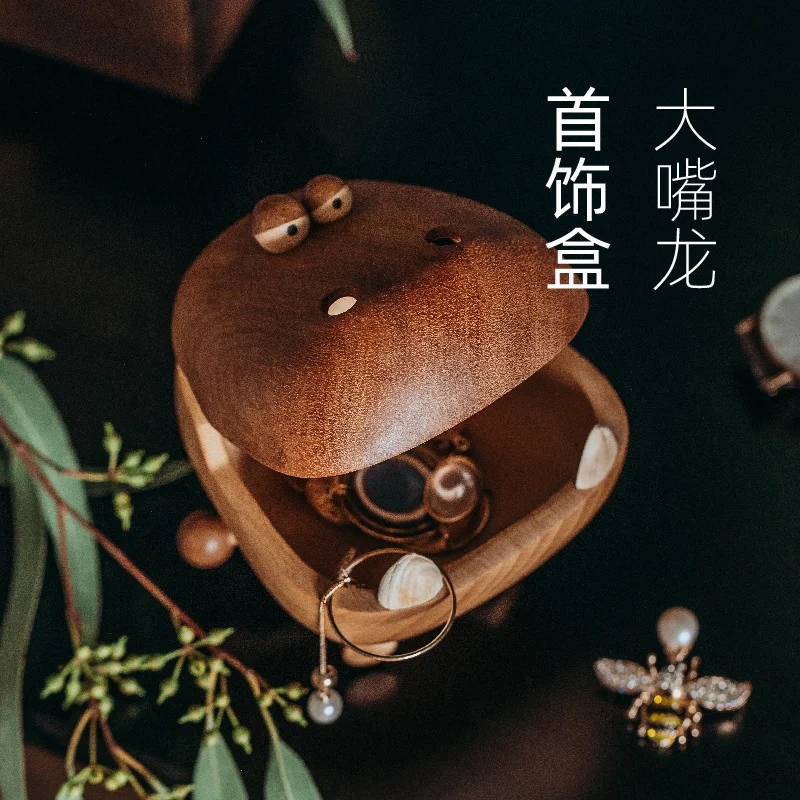 Wooden Angry Big Mouth Dragon Figurine Incense Burner Candy Storage Box Home Decor Modern Wood Craft Desk Decoration Accessories | Дом и сад