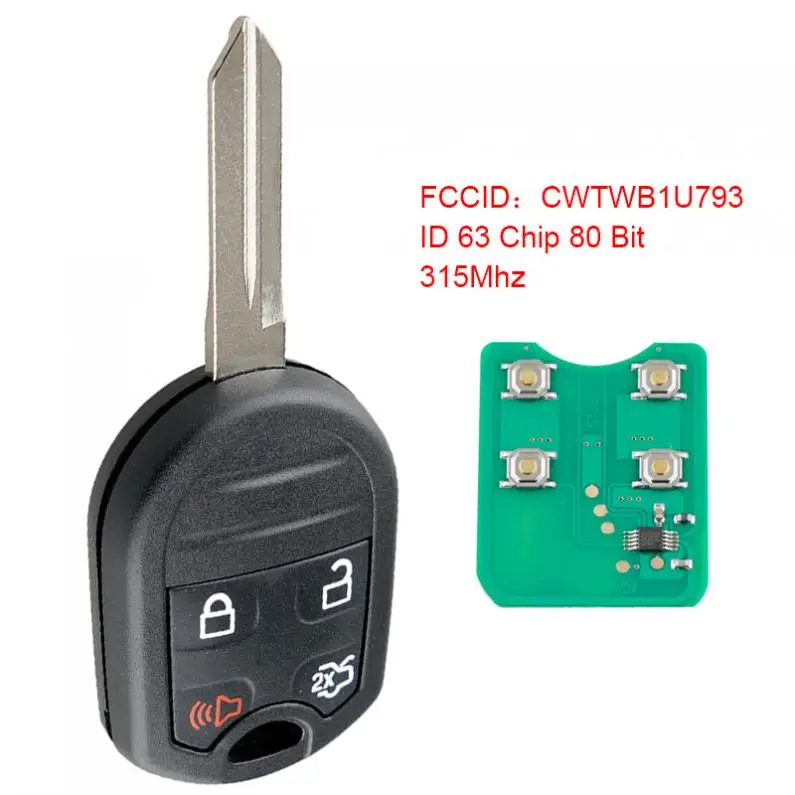 315 МГц 4 кнопки без ключа Uncut Flip Remote Key Fob CWTWB1U793 с чипом ID 63 80 бит подходит для Ford 2011-2015