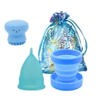 5 шт. медицинская силиконовая менструальная чаша Складная Силиконовая чаша для менструальной чаши чистящий стерилизатор Женская менструальная коллекция и щетка для лица