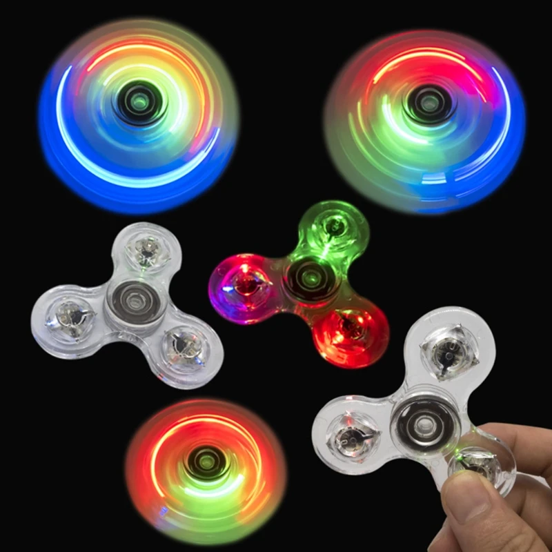 

Transparent LED Light Fidget Spinner Hand Top Spinner EDC Spiner Kids Adult Toy
