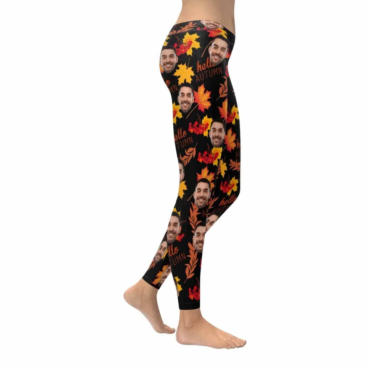 

Custom Face Leaves Style Low Rise Yoga Leggings