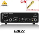 Внешняя звуковая карта BEHRINGER UMC22umc202hdum2 для записи в реальном времени, USB, мобильный компьютер, универсальная прямая трансляция