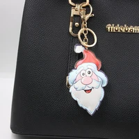 cute santa claus keychain leather cotton cartoon ladies girls bag car pendant key ring ornaments accessories gift key chain
