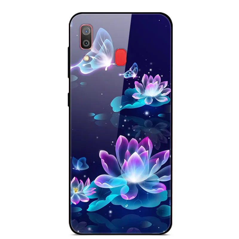 42 B для samsung Galaxy A30 чехол A 30 стеклянный жесткий чехол для телефона s для samsung Galaxy A30 чехол A20 Мягкий Бампер закаленное покрытие 6,4 - Цвет: 42