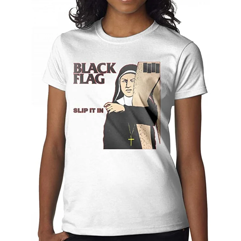 

Women's Cool Black Flag Slip It in T Shirts White retro t shirt harajuku