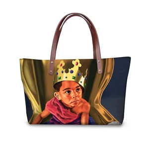 Women Afro Boys King Crown Prints Shoulder Messenger Bags Large Handbags Femme Sac A Dos Top-Handle Bags Art Lion Women Bag 2021
