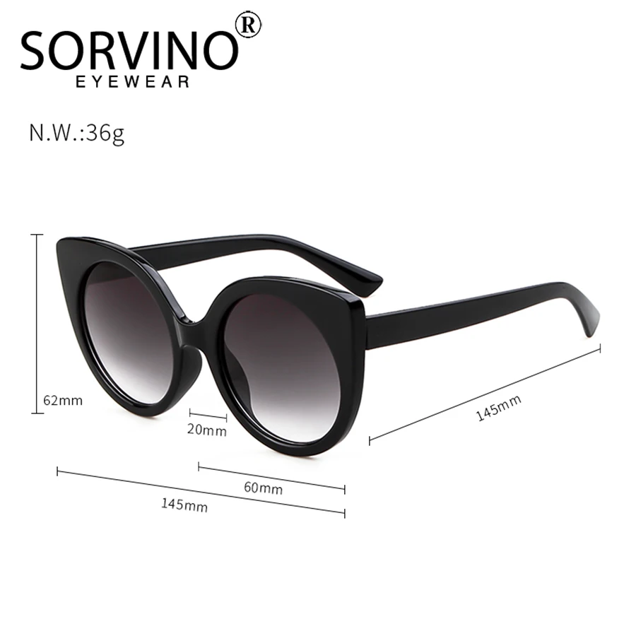 Женские солнцезащитные очки в стиле ретро Sorvino дизайнерские блестящие кошачий