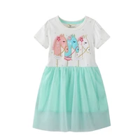 jumping meters new arrival party tutu girls dresses hot selling princess birthday gifts baby summer clothes animals embroidery
