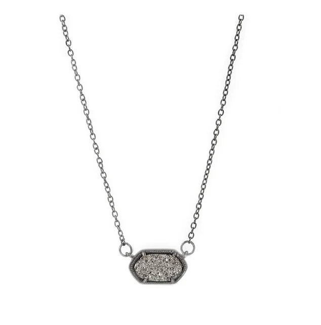 Black Light Gray N Маленький овальный Кулон Druzy, ожерелье, лучшее качество, черный цвет, блестящий кулон, ожерелье, женский подарок, модные ювелирные изделия - Окраска металла: Black Light Gray N