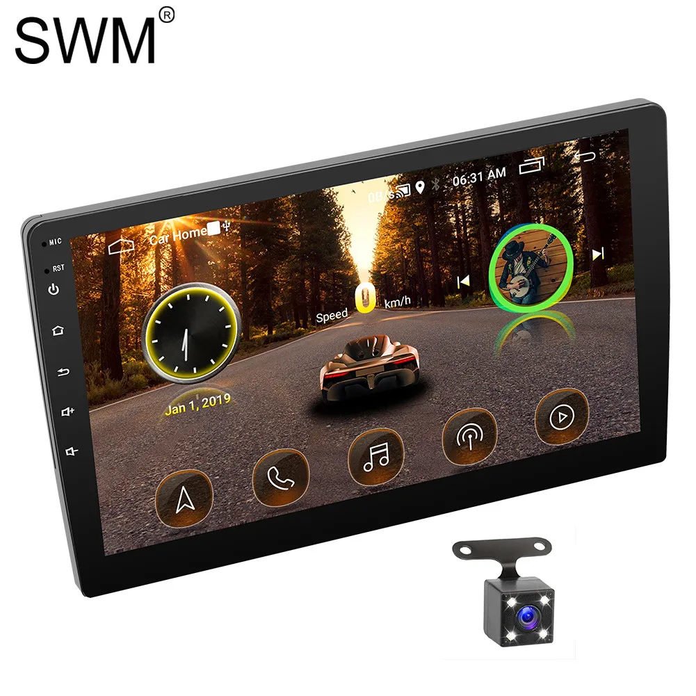 Car Radio Autoradio 10" Android 8.1 Wifi Car Stereo Radio Coche GPS Radio Carro Bluetooth Mirrorlink Samochodowe Reversing Cam - Color: With 4 Leds Camera
