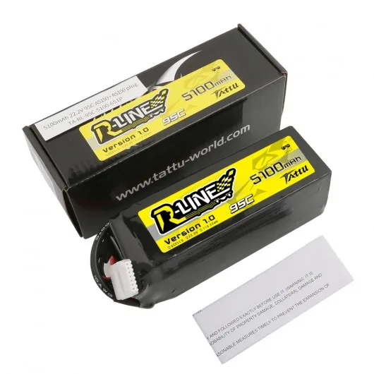 Gens Ace Tattu R-Line 1,0 22,2 V 5100mah 6S 95C FPV Lipo батарея для RC FPV гоночный Дрон Квадрокоптер