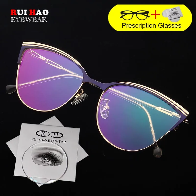 Женские очки кошачий глаз по рецепту полимерные линзы Rui Hao Eyewear модная оправа для