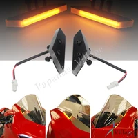 Motorcycle Supersport Mirror Block Off Plate 2x Plug & Play LED Turn Signal Light Blinker For Ducati Panigale V4 V4R S Speciale