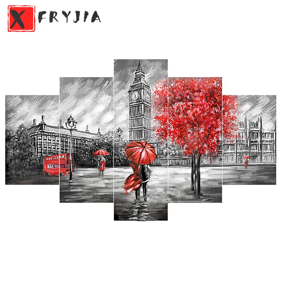 5 шт. DIY Алмазная вышивка крестиком на рисунке Наборы Лондонский автомобиля Париж