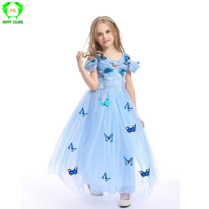 Хэллоуин Принцесса косплей платье Эльзы бабочки Детские костюмы Золушки для