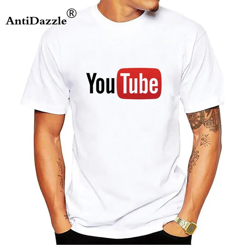 Antidazzle 100% хлопок трикотажная футболка для мужчин Логотип Youtube Мужская простая