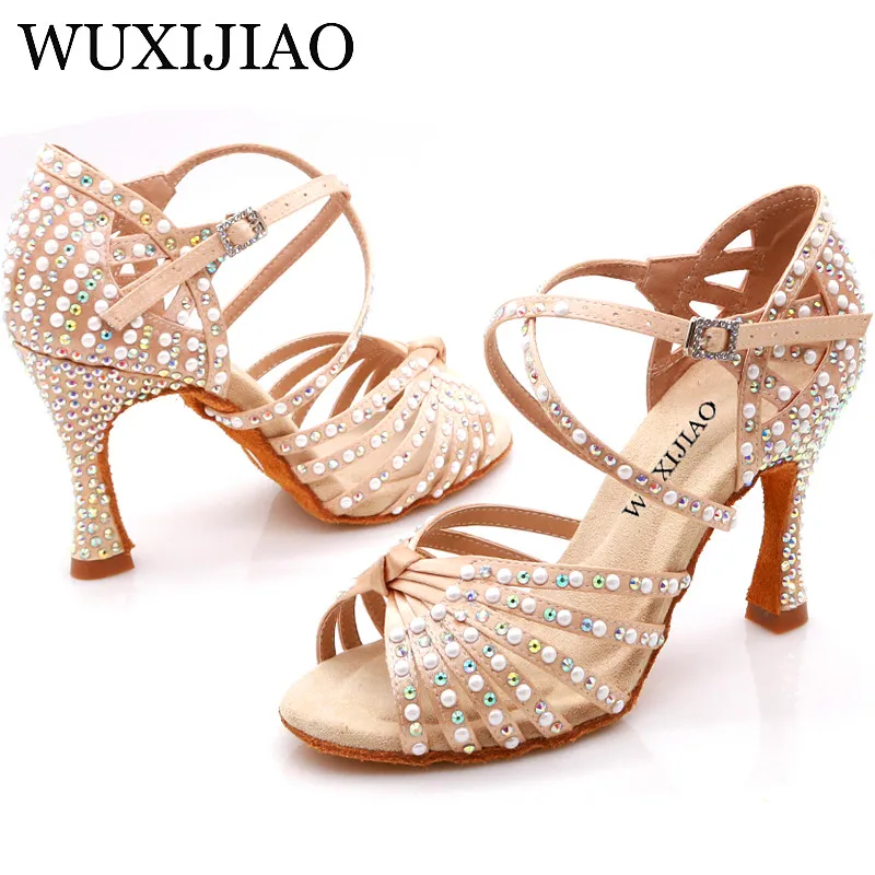 Обувь для латиноамериканских танцев WUXIJIAO Pearl Стразы спортивные танцевальные