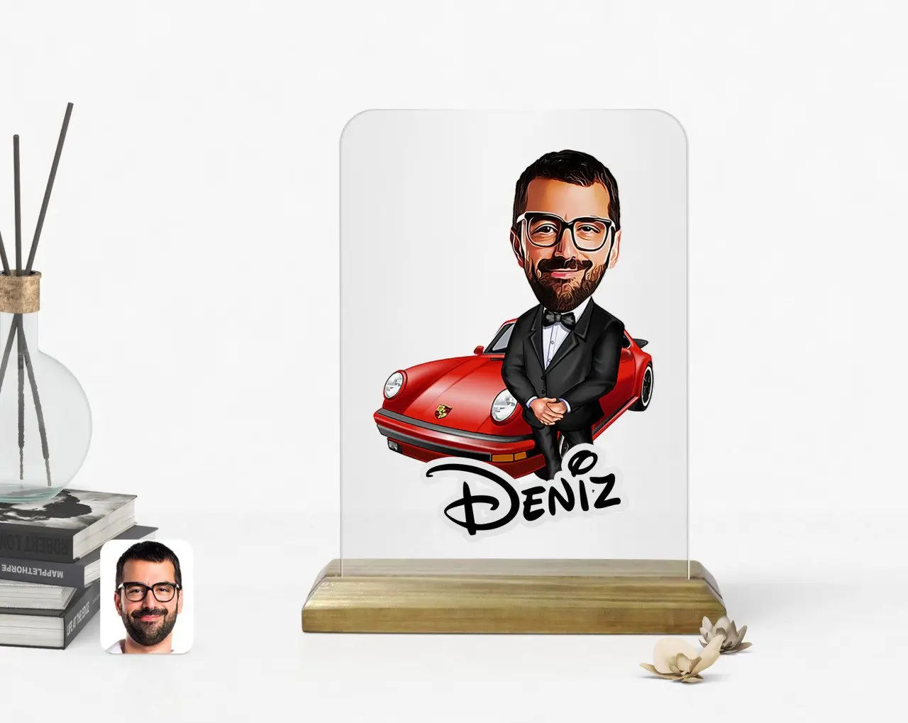 

Персонализированная Мужская карикатура руководителя деревянная стойка e-1