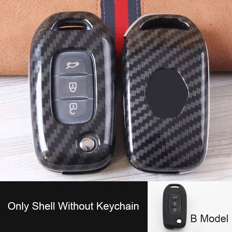 B Model only shell Карбоновый чехол для ключей ABS для Renault Koleos kadjar Scenic Megane Sandero без ключа пульт дистанционного Fob оболочка Защитная крышка авто аксессуары - Название цвета: B Model only shell