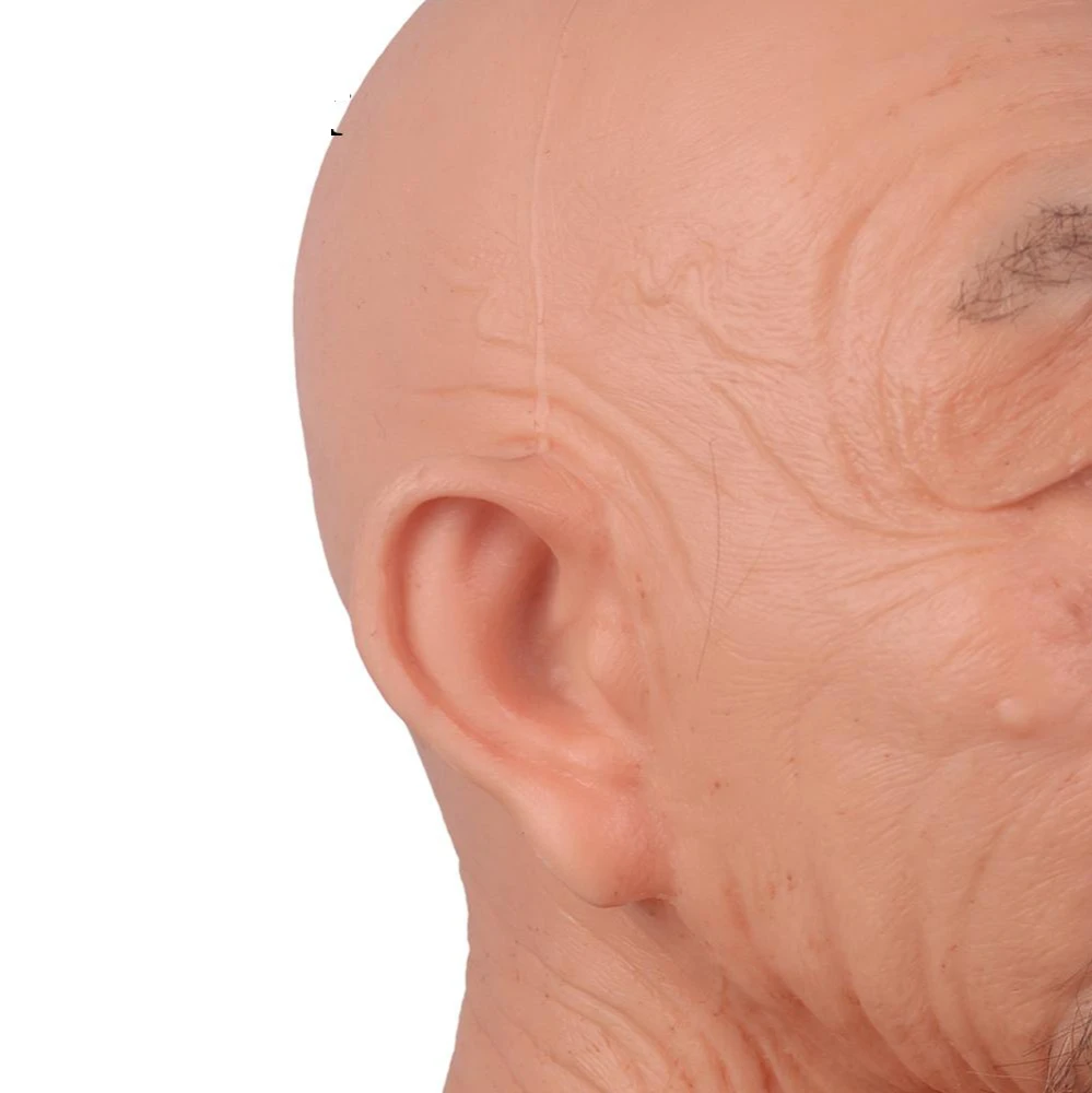 

Silicone Realistic Full Face Cosplay Props Old Man Male Fetish Real Skin Halloween Masquerade Party Full Head Masks Cosplay