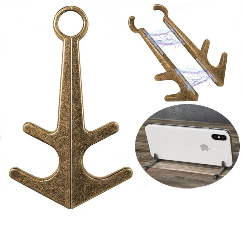 

Portable Phone Holder Anchor Shape Mobile Stand Aluminium Alloy Bracket Bottle Opener 2-in-1 Mini Smartphone Stand Desk Support