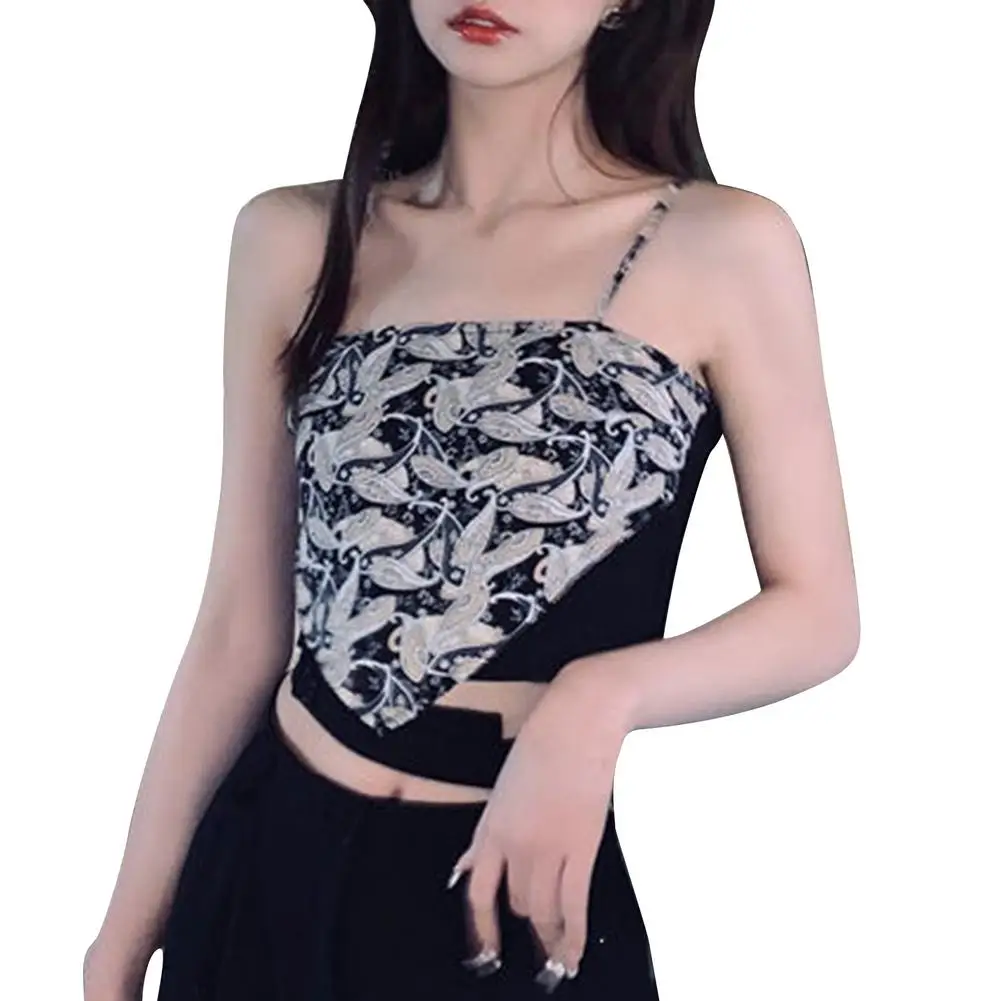 

Women Tank Top Sexy Spaghetti Strap Sleeveless Ventage Print Crop Top Sleeveless Cami Tank Top Fit Club Casual Tops Streetwear