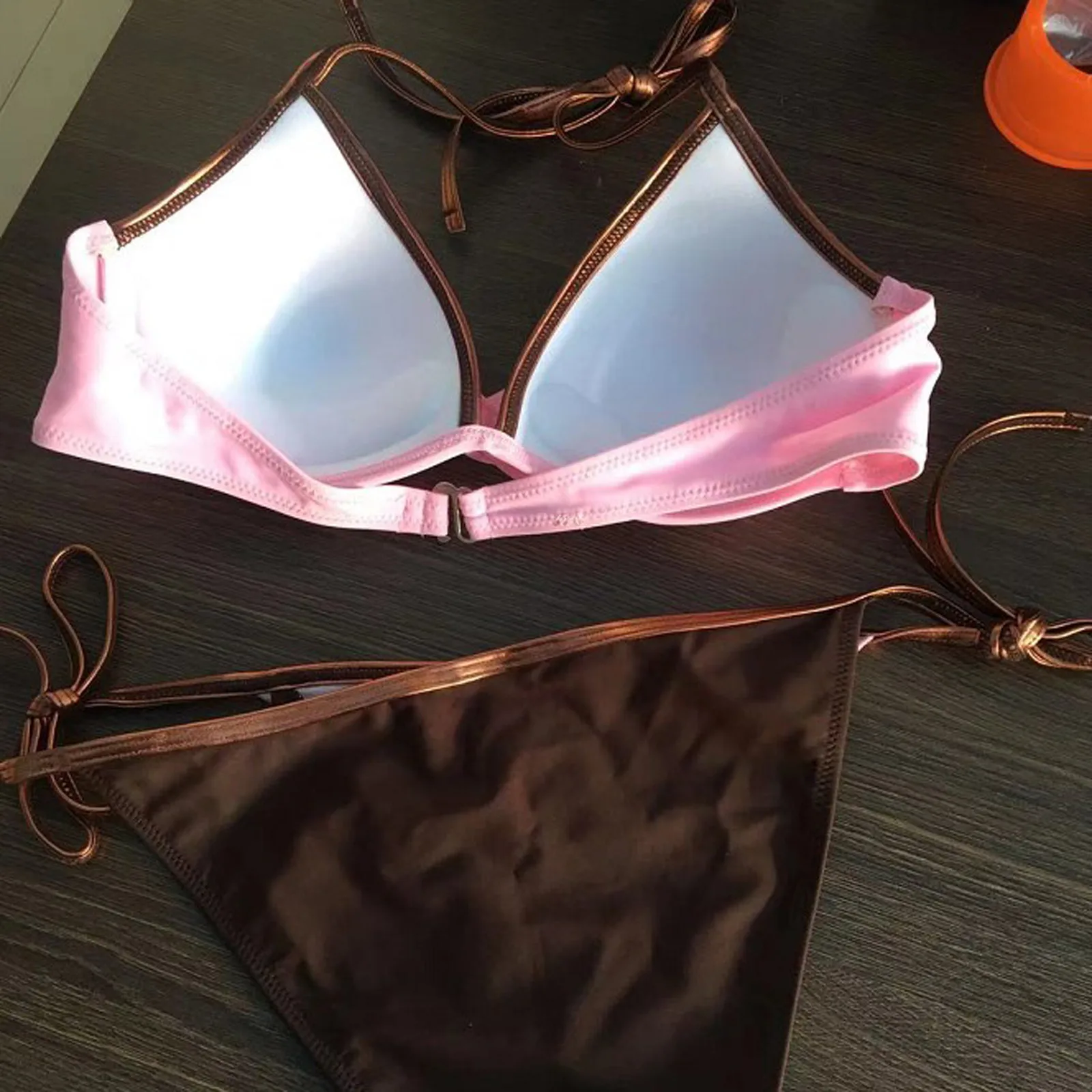 Комплект бикини женский пэчворк с мягкими чашечками со средней талией пуш-ап