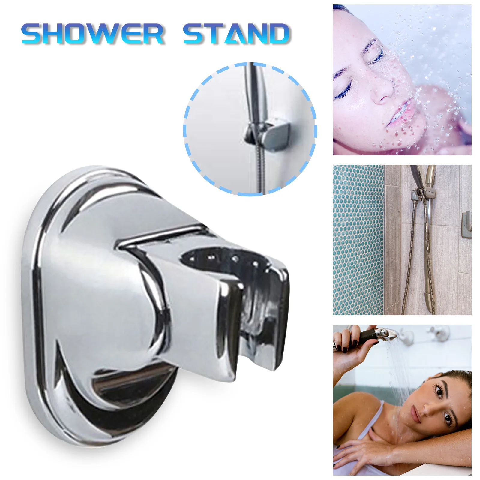 

Useful Adjustable Polished Self-adhesive Handheld Suction Up Drill-free Shower Head Holder Showerhead Rack Punch-free Adjustable