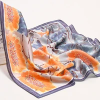Hangzhou Silk Square Scarf Bag Bandana 5353cm 100 Real Silk Neckerchief Wraps for Ladies Printed Silk Neck Scarf Ink Kerchief