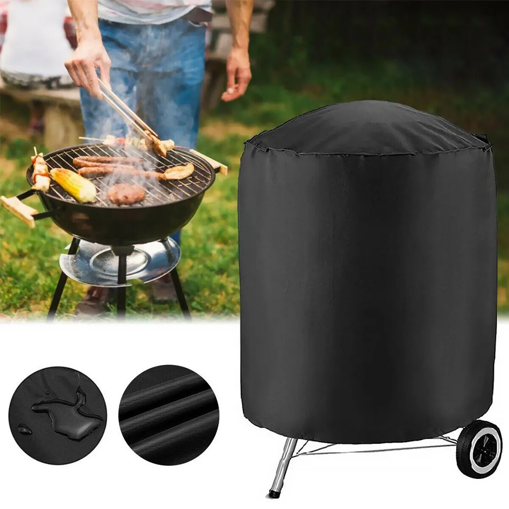 

1Pc BBQ Grill Cover Round Black Outdoor Waterproof Dust Gas Barbeque Grill Protector Garden BBQ Accessories