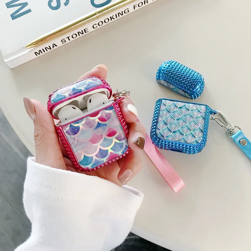 Роскошный симпатичный чехол для наушников с блестящей рыбьей чешуей