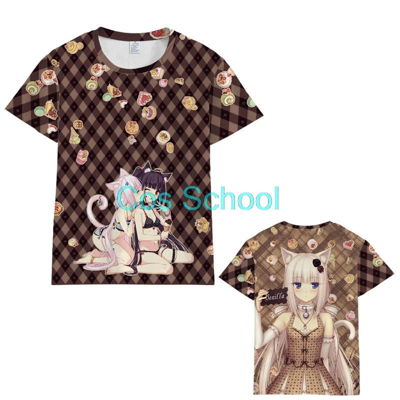 Cos School Nekopara футболка для косплея шоколадные Ванильные костюмы летние топы мужчин