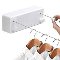 4 2m outdoor clothes rack indoor retractable clothesline rope telescopic stainless string laundry hangers wall drying rack