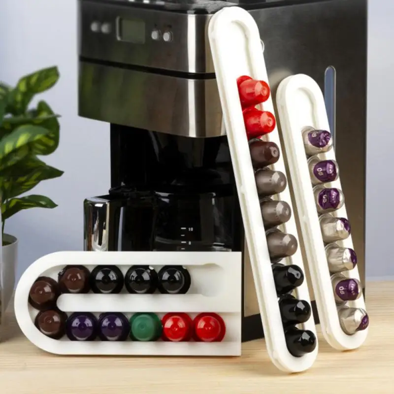 

Nespresso Coffee Capsule Holder Coffee Pod Storage Shelves Capsules-Adhesive Rack For 3.7cm Diameter Home Bar Coffeeware Sets