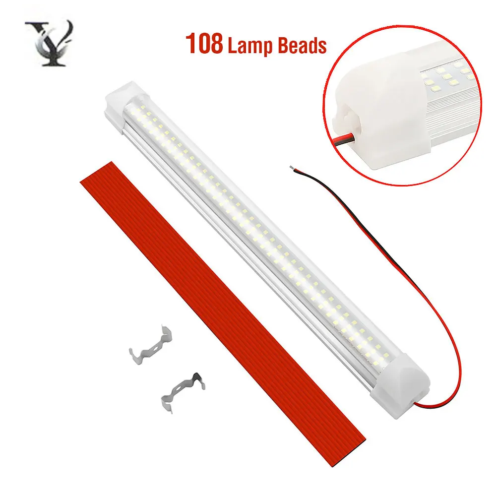 108 светодиодный Автомобильный интерьер холодная белая полоса светильник бар